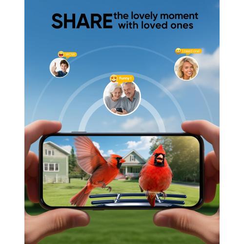 Bird Feeder with Camera Solar Powered - Smart Bird Feeder Camera 2K HD Live Stream, 5MP Photos, AI Identification for Backyard, 2.4Lb Large Capacity, Gifts for Mom Dad, Blue