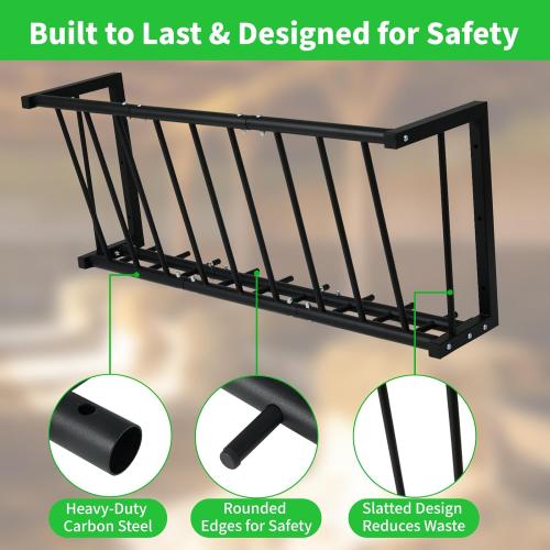 Wall Mount Hay Rack for Goats, Sheep, Horses – Heavy Duty 25 Gallon Livestock Hay Feeder, Hanging Blanket Holder with Rust Resistant Coating, Space Saving Farm Goat Feeder for Indoor, Outdoor Use