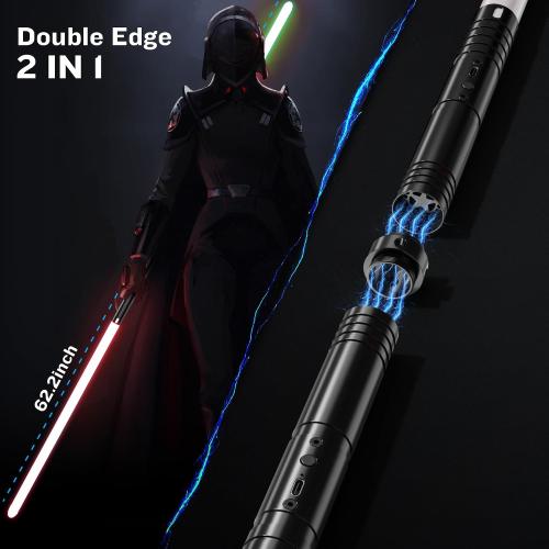 2 Pack Light Saber, 15 Colors and 4 Modes Light up Light Saber for Dueling, 2-in-1 RGB Detachable USB Charge, Gifts Toys for Adults Birthday Christmas Thanksgiving