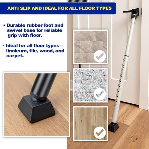 BRINKS Door Security Bar - Adjustable Brinks Door Security Bar for Travel, School, Dorm and Home - Door Jammer for Hinged Doors and Sliding Door Security – Black