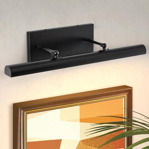 BELS Picture Lights for Wall Hardwired, 24 Black Wall Lights for Pictures,3-Light 2700k,Non-Dimmable, 270° Adjustable Swing Arm, Hardwired Wall Light for Artwork Poster Portrait Library Display