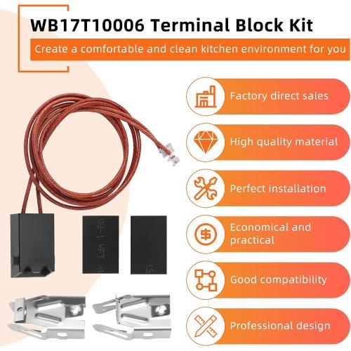 Black Burner Drip Pans WB31M19(8”) WB31M20(6”) Electric Stove Burner Replacement WB30M1(6) WB30M2(8)&WB17T10006 Terminal Block Compatible for G-E Hot-point Ken-more by MIFLUS