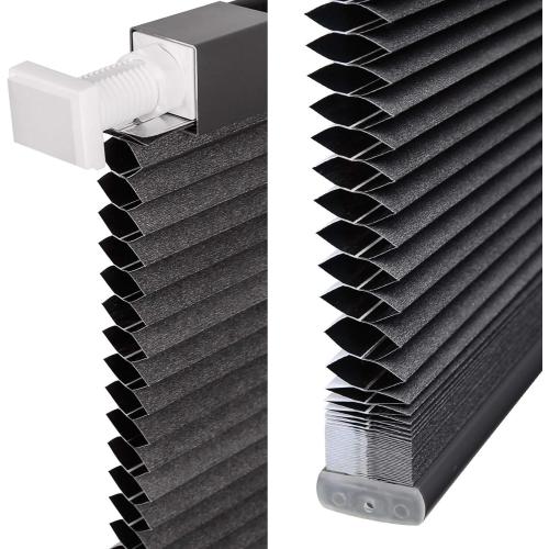 LazBlinds Cordless Cellular Shades, No Tools No Drill Blackout Honeycomb Shades Pleated Blinds for Windows, 33 W x 64 H, Midnight Black