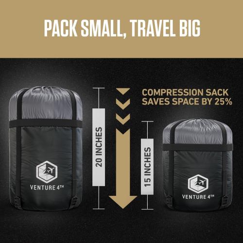 VENTURE 4TH Backpacking Sleeping Bag – XXL, Double and Single Sizes - Lightweight Warm & Cold Weather Sleeping Bags for Adults, Kids & Couples – Ideal for Hiking, Camping & Outdoor Adventures