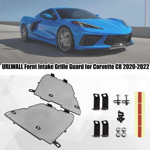 Upgraded Front Radiator Guards Grille for Corvette C8 Stingray Convertible/HTC 2020-2024, OEM Style Grille Vents Insert Mesh Set, Bumper Front Outer Grill Replacement with Instruction Manual