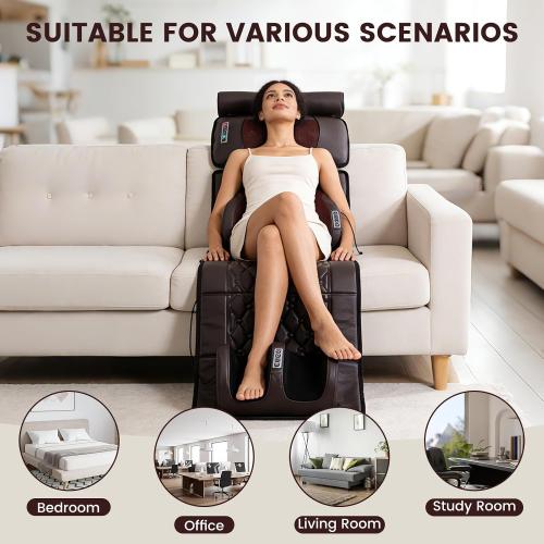 Full Body Massage Mat with 10 Vibration Heads, 9 Speeds & 3 Heat Levels - Rechargeable Heating Pad for Back Neck Shoulder Relief at Home Office