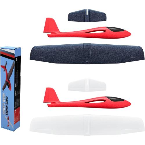 HAWK'S WORK 86cm EPP Foam Glider, Super Large Hand Throw Airplane Toy for Kids Outdoor Play & STEM Learning, Ideal Blank Airframe for DIY RC Conversion (XL, 2 Pack)