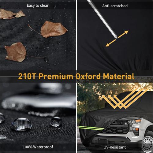 Waterproof Car Cover for 1998-2022 Dodge Ram 2500 3500 Crew Cab 6.5 ft Short Bed Truck Cover, All Weather Windproof 210D Oxford Car Covers with Zipper Door for Sun Rain Snow UV Dust Protection