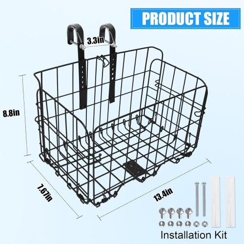 Knee Scooter Basket Accessory, Removable Wire Basket, Fits Most Knee Scooter Models, Easy Installation, Foldable Design, Black Metal Handlebar Mount