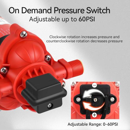 12V Sprayer Pump, 4.4gpm-10amp-60psi, Chemical and Corrosion Resistant, Compatible with Roundup, Diaphragm Pump with Pressure Switch and Self-Priming for Agricultural Spraying, Rv, Boats, Etc