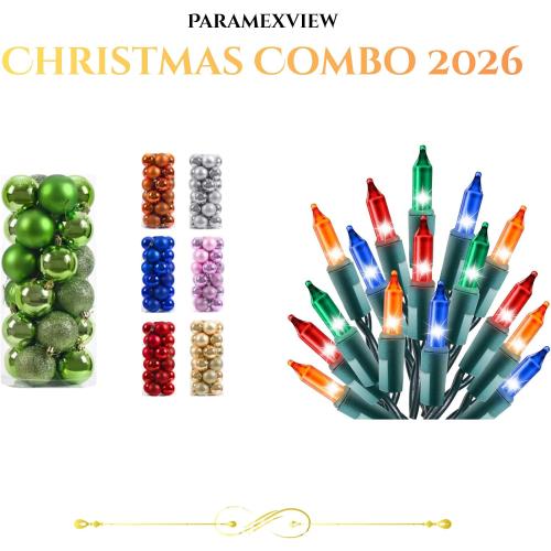 Paramexview®  Christmas Balls Set, 40mm/1.57 inch, Christmas Tree Hanging Shatterproof Ornaments Decoration, Pre-Hooked Hanging Balls, Seasonal Home Decoration for Trees (Green)