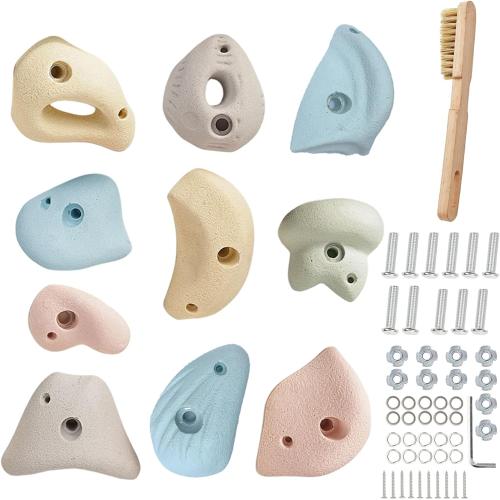 Premium Resin Rock Climbing Holds for Kids & Adults, Large Training Rock Climbing Wall Grips Indoor/Outdoor, Rock-Like Texture Climbing Wall with Mounting Hardware