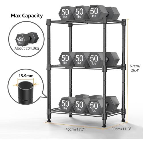 Black 11.8 D x 17.7 W x 26.3 H Shelving 450 lbs Steel Storage Shelving 3-Tier Utility Shelving Unit Steel Organizer Wire Rack for Home,Kitchen,Office (11.8 D x 17.7 W x 26.3 H)