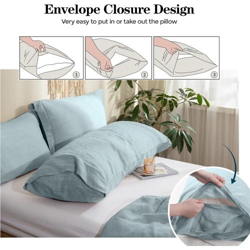 Simple&Opulence Body Pillow Cover 20 x 54,100% Pure Linen, Ultra Soft and Breathable, Body Pillowcase with Envelope Closure for Adults(Dusty Blue)