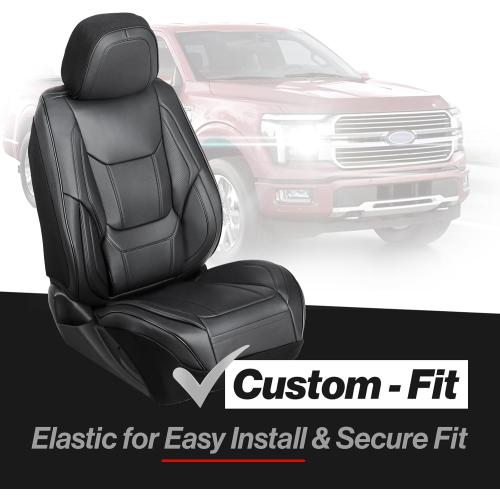 Coverland Custom Truck Car Seat Covers Front Seats for [2019-2026 RAM 2500, 3500 Crew Cab Front Bucket Seats Rear Whole Bench Seat] - Protector Water Resistant Leather Seat Cushion [Front-Black]