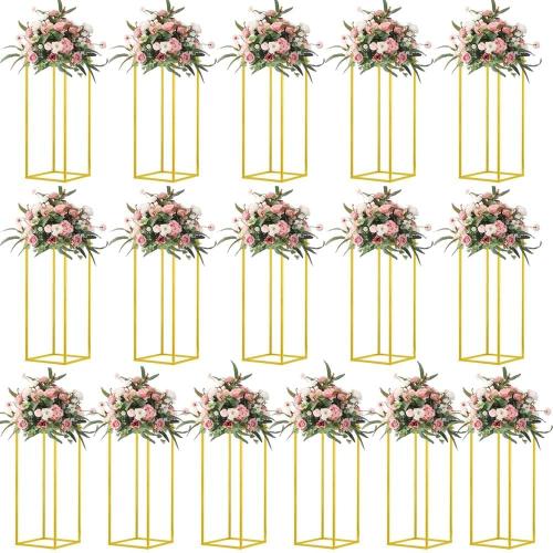 23.6inch 16 pcs Column Vases Gold Centerpieces for Table Metal Flower Stand Wedding Centerpieces Party