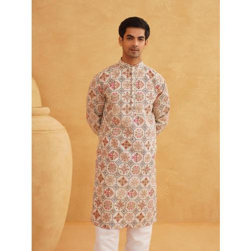 Sojanya 7XL (Since 1958 Men'S Cotton Blend Printed Only Long Kurta