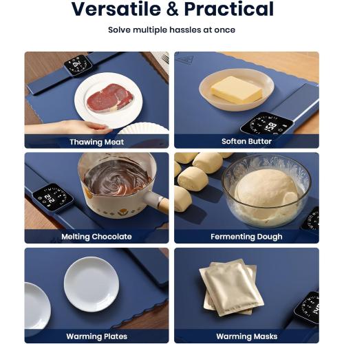 Food Warming Mat for Food, Electric Warming Tray with 5 Temp-Settings to Keep Food Warm at Party, Foldable Heating Pad for Food – Easy Storage, Silicone Food Warming Pad, Easy to Clean