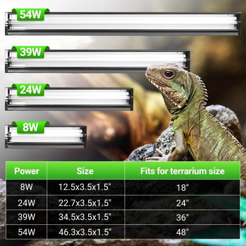 REPTI ZOO UVB Reptile Light, New Version T5 HO UVB Lighting Combo Kit, Reptile Terrarium Hood with 10.0 UVB Tube Bulb, Reptile Light Fixture 39W-34Inch
