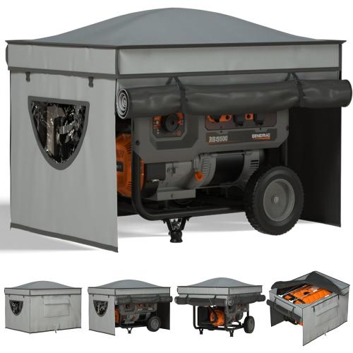 Generator Covers While Running, Waterproof Heavy Duty Generator Tent, 1680D 210D Double Layer, Rooftop Design, Large Generator Cover, 32 x24 x24, Grey