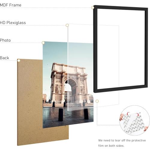 Picrit 27x40 Poster Frame, Black Engineered Wood Picture Frame for Horizontal or Vertical Wall Mounting and Displaying Artwork Photos, 1 Pack