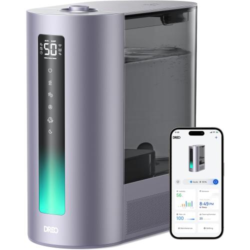 Dreo 6L Humidifiers for Bedroom, Smart Warm & Cool Mist for Large Room, 60Hr Quiet Runtime for Baby, Plant, Humidity Sensor, Indicator Light, 12H Timer, Google/Alexa, Purple