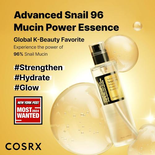 COSRX Snail Mucin 96% Repairing Serum, Hydrating Serum for Face with Snail Secretion Filtrate for Dull Skin & Fine Lines, 100ml, Korean Skin Care
