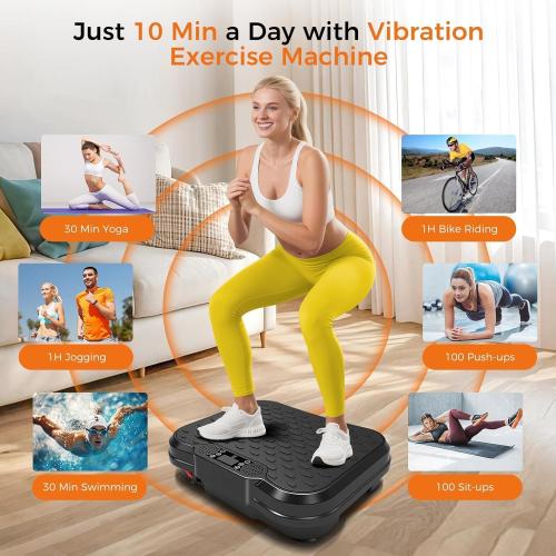 Vibration Plate Exercise Machine | Vibrating Plate for Lymphatic Drainage, 250 Speed Levels Shake Plate, 400 Lbs Capacity Full Body Workout for Home Women Men