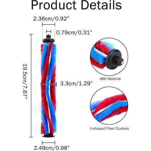 7.67in/19.5cm Cordless Vacuum Roller Brush, Small V Shape Top Cordless Vacuum Replacement Parts, Roller Vacuum Brushes Compatible with A219/219 Pro