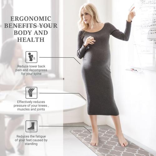 WISELIFE Kitchen Runner Rugs Anti-Fatigue mats,,Non Slip Waterproof Ergonomic Comfort Mat for Kitchen, Floor Home, Office, Sink, Laundry,Khaki
