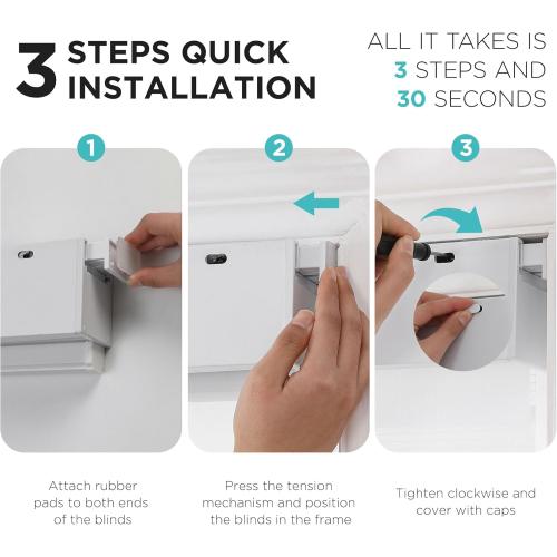 Joydeco No Drill Zebra Blinds for Windows, Cordless Day & Night Dual Sheer Roller Shades, Easy Installation, Free-Stop Lift System, Light Filtering Privacy Blinds for Home(White,51 W x 75 H)