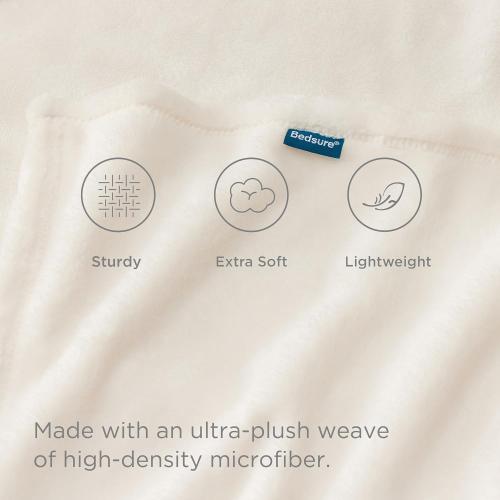 Bedsure Fleece Throw Blanket for Couch Cream - Lightweight Plush Fuzzy Cozy Soft Blankets and Throws for Sofa, 50x60 inches