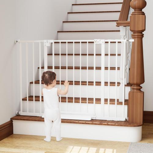 Miumoon 29.7-46 Baby Gate for Stairs with Banister Adapter Y-Spindle Rods, 30.5 Tall, Easy-Install Pressure Mounted Baby Gate for Doorways, Auto-Close Dog Gate Indoor for Child and Pets