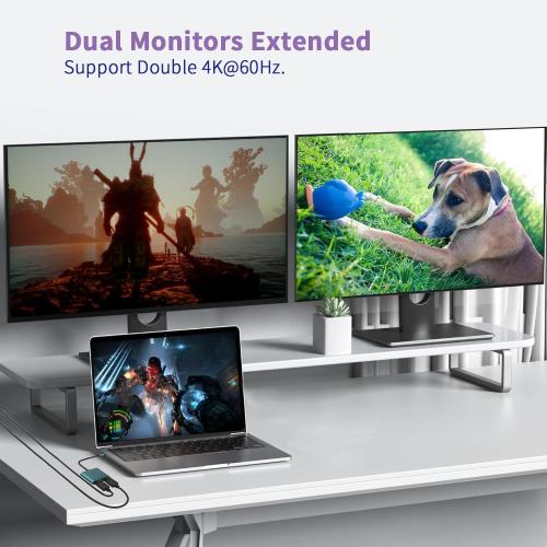 USB C to Dual DisplayPort Adapter, YMY Dual Monitor Connector 4K 60Hz, Type C to DP Screen Splitter for 2 Monitors Compatible with MacBook Pro/Air, Pad, Surface, Dell, Galaxy, Chromebook