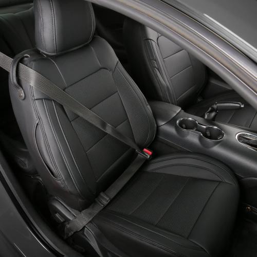 GIANT PANDA Customized Full Set Car Seat Covers Fit Ford Mustang Coupe Hardtop 2015 2016 2017 2018 2019 2020 2021 2022 2023 2024 2025 2026- (Black)