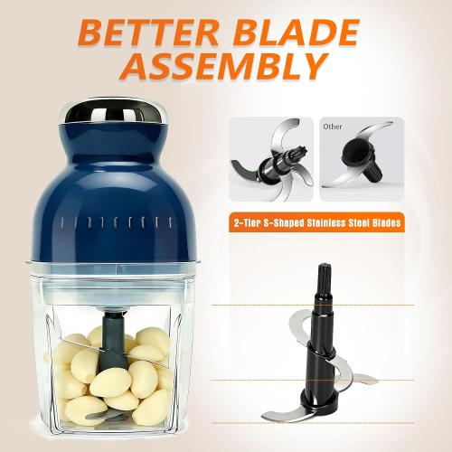Brigii Electric Garlic Mincer & Onion Chopper, 17oz Mini Food Processor
