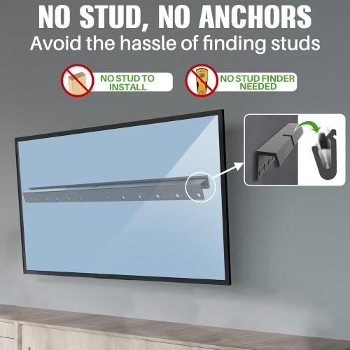 AENTGIU Studless TV Wall Mount, No Drill Drywall TV Mount for 32-75 Inch Smart TVs, Max VESA 600x400mm, Low Profile, No Stud, No Anchors, Tv Wall Bracket Hanger, Holds up to 150 lbs