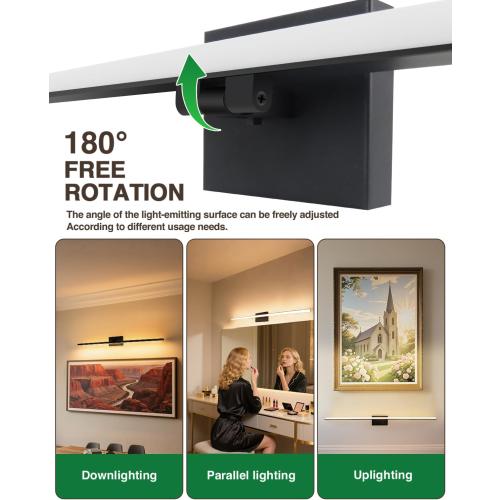 zouzai 2nd Gen Modern LED Bathroom Vanity Light Bar, Dual-Sided Black IP44 Wall Fixture Over Mirror, 5CCT Adjustable (2700K–5000K), 180° Rotatable, Dimmable – Upgraded Design(48 inch)