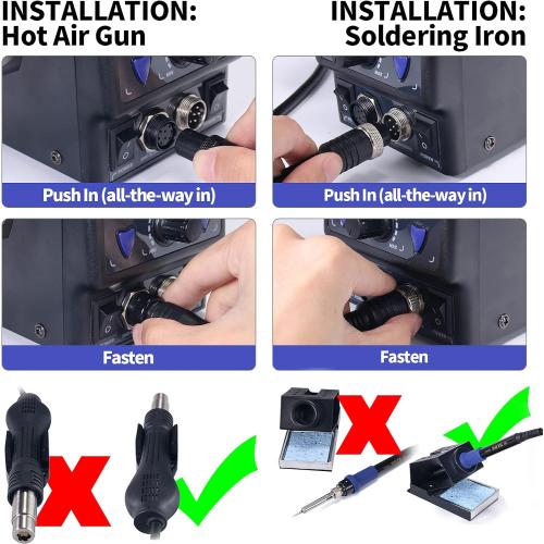 YIHUA 8786D I 2 in 1 Hot Air Rework and Soldering Iron Station with °F /°C, Cool/Hot Air Conversion, Digital Temperature Correction and Sleep Function