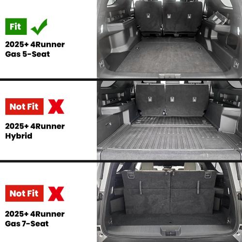 LASFIT Floor Mats for Toyota 4Runner 2025 2026 5 Seats(Not fit Hybrid) with Trunk mat&backrest mat, All Weather TPE Custom Fit Floor Liner for 4 Runner SR5/TRD/Limited 6th gen Front&Rear Car Mats