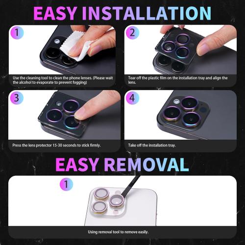 Camera Lens Protector for iPhone 14 Pro/iPhone 14 Pro Max, Individual Tempered Glass Aluminum Alloy Ring Lens Cover with Installation Tray Fit for iPhone 14 Pro/14 Pro Max Diamond Pink