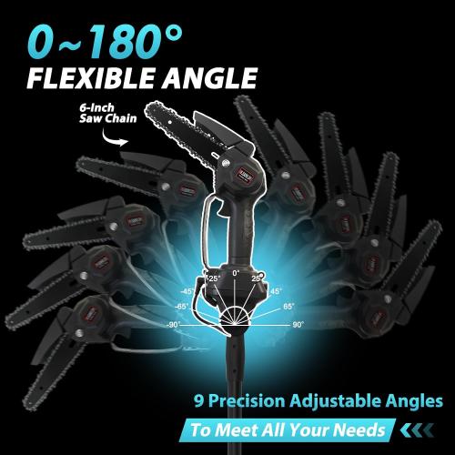 ALSO GO 2-in-1 Electric Pole Saws for Tree Trimming 4  6 Inch Mini Chainsaw Cordless with Extension Pole 12.6 FT Max Reach, 2×2.0Ah Battery Powered Pole Saw Tree Trimmer for Limb Branch Cutter