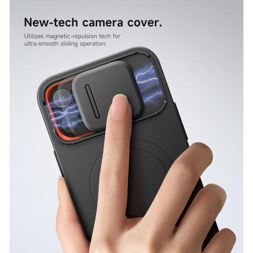 SURITCH for iPhone 13 Pro Max/12 Pro Max Case with Magnetic Camera Slide Cover and Adjustable Kickstand, Compatible with MagSafe, Shockproof Bumper Case Slim Protective Cover 6.7 Inch, Black