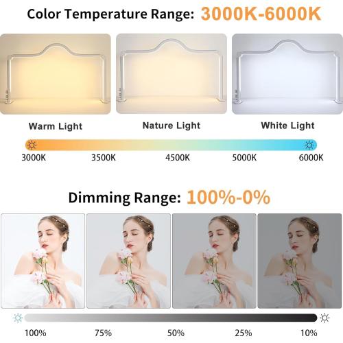 Upgraded Nail Tech Lamp for Desk, 34 in Foldable Large Nail Light with Phone Holder, 3 Modes 3000K-6000K LED Manicure Lamp, Half Moon Light for Lash Eyelash Extension, Tattoo, Eyebrows(Gold)