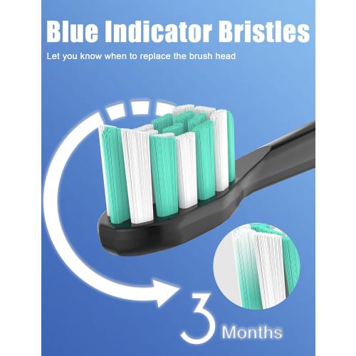 Toothbrush Replacement Brush Heads for Philips Sonicare C1 C2 ProtectiveClean 4100 5100 5300, Electric Sonic Tooth Refill Head Plaque Control, 10 Pack, Black