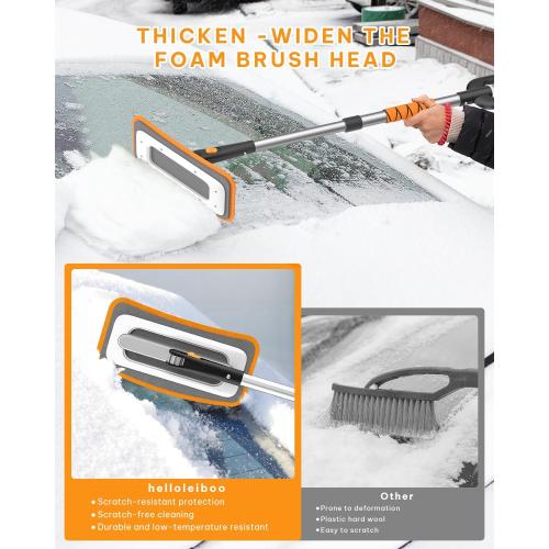 helloleiboo 39.8 Snow Brush for Car Extendable Snow Broom Detachable Ice Scrapers with 12-Inch 180° Pivoting Brush Head for Car Truck SUV (Orange)