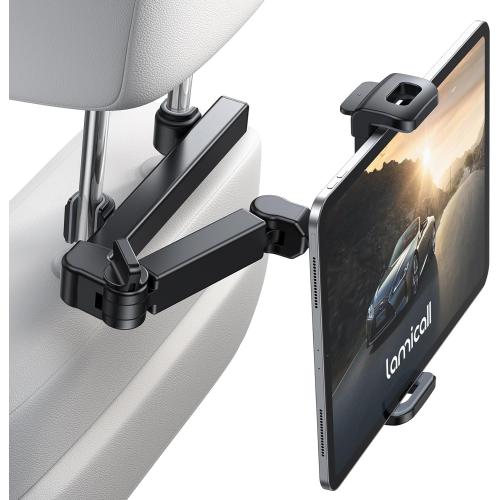 Lamicall Car Headrest Tablet Holder - [3 in 1 Extension Arm] Adjustable Tablet Car Mount for Back Seat, Gifts Road Trip Essentials for Kids, for 4.7-11 Device Like iPad Pro, Air, Mini, Galaxy, Fire