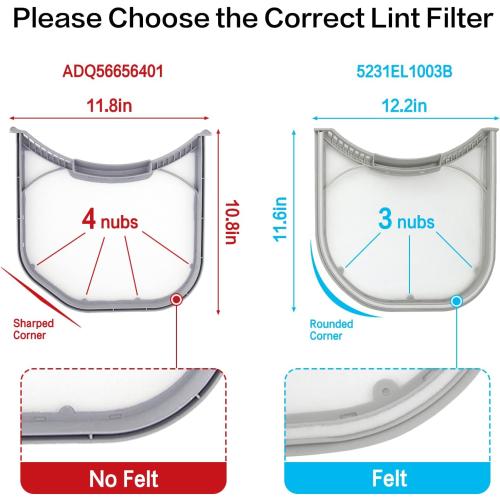 ADQ56656401 Dryer Lint Filter Upgraded Stainless Steel Mesh Screen for LG ADQ566564 and Ken-more Elite Dryer Lint Screen Replacement with Clothes Dryer Lint Vent Trap Cleaner Brush Part #PS3531962