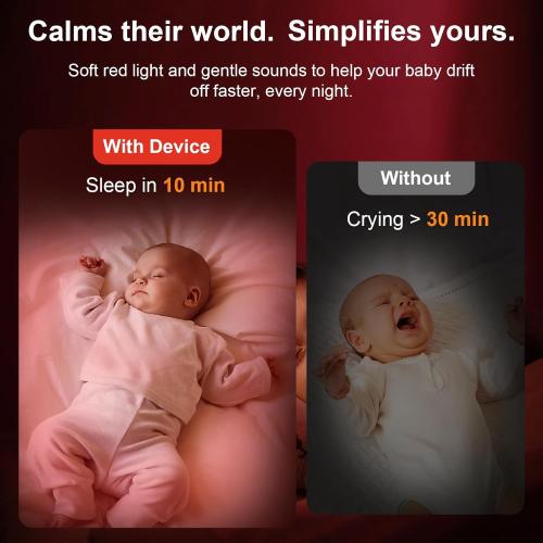 Red Light Sleep Sound Machine – Night Light for Bedroom with 5-Level Red Light Therapy (620–690nm), 32 White Noise & Nature Sounds, Smart App Control, Timer & Wake-Up Alarm Clock