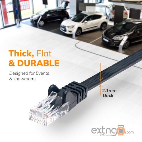 Retractable Network Cable Extender, 50 Feet CAT 6 Ethernet Cable Flat-Portable 1Gbps Data Speed-Swiftly Setup Temp Networks-Cascadable Male-Female RJ45 Connector-UTP Cable Reel